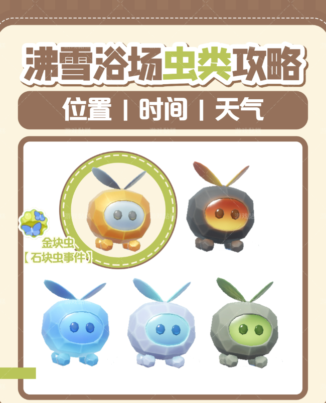 心动小镇沸雪浴场虫类的分布位置